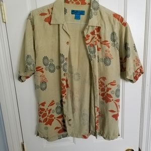 Green floral mens hawaiian shirt size large